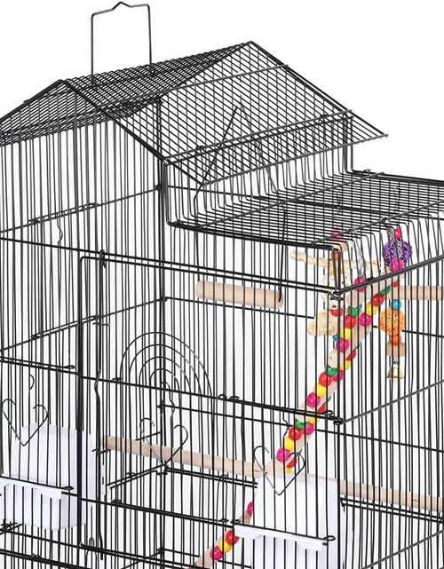 Load image into Gallery viewer, 39-Inch Roof Top Large Flight Parrot Bird Cage for Small Quaker Parrot Cockatiel Sun Parakeet Green Cheek Conure Budgie Finch Lovebird Canary Pet Bird Cage W/Toys
