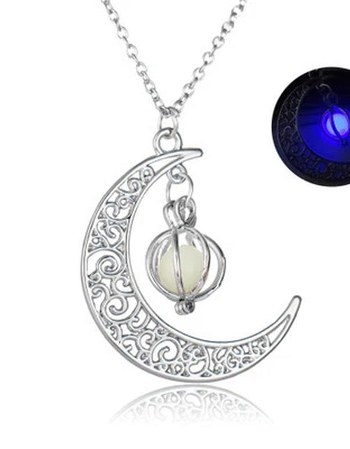 Load image into Gallery viewer, Fashion Moon Natural Glowing Stone Healing Necklace Women Gift Charm Luminous Pendant Necklace Jewelry
