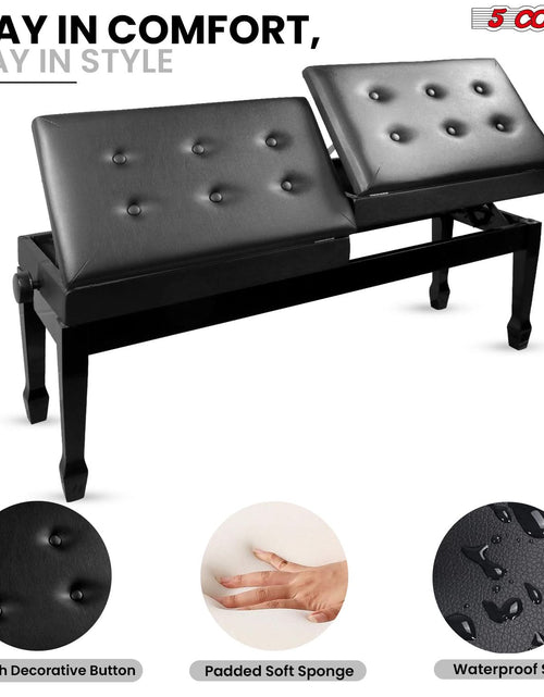 Load image into Gallery viewer, 5CORE Duet Piano Bench W Storage for Two Wooden Adjustable Keyboard Stool - Adults &amp; Kids
