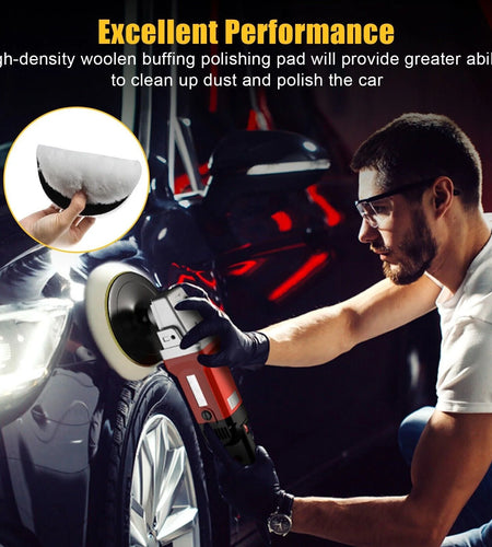 5PCS 6" Buffing Polishing Pad Wool Wheel Mop Kit for Car Polisher Drill Adapter