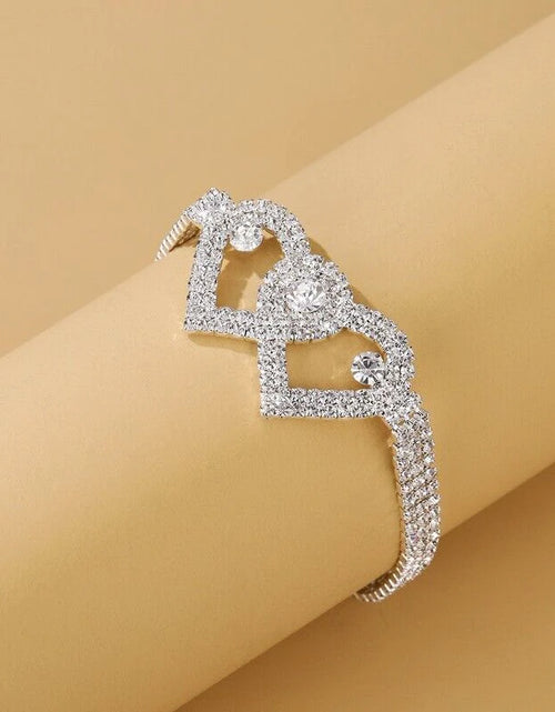 Load image into Gallery viewer, Double Heart Anklet Bracelet Love Barefoot Chain Bling Crystal Ankle Bracelet US
