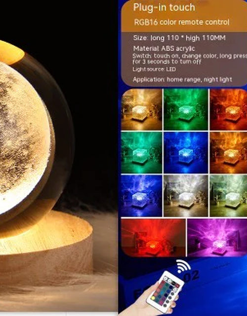 Load image into Gallery viewer, LED Water Ripple Ambient Night Light USB Rotating Projection Crystal Table Lamp RGB Dimmable Home Decoration 16 Color Gifts
