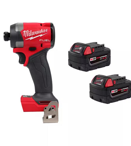 M18 FUEL 18-Volt Lithium Ion Brushless Cordless 1/4 In. Hex Impact Driver with (2) M18 5.0Ah Batteries
