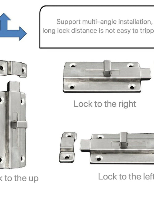 Load image into Gallery viewer, 2Pcs Stainless Steel Latch Sliding Silver Doors Lock Keyless Door Bolt for Doors
