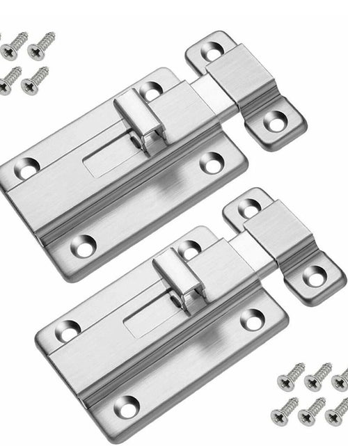 Load image into Gallery viewer, 2Pcs Stainless Steel Latch Sliding Silver Doors Lock Keyless Door Bolt for Doors
