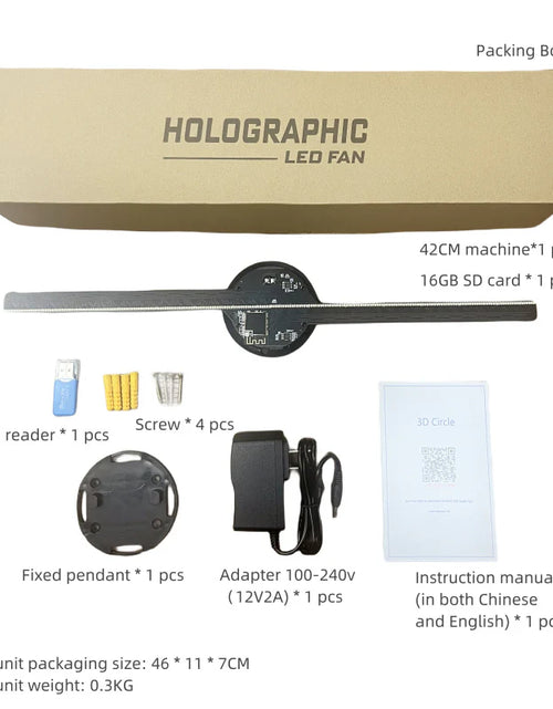 Load image into Gallery viewer, Led Luminous Sign Light Holographic Projector Diy Fan Screen Video Picture 3D Holographic Light Holiday Decoration
