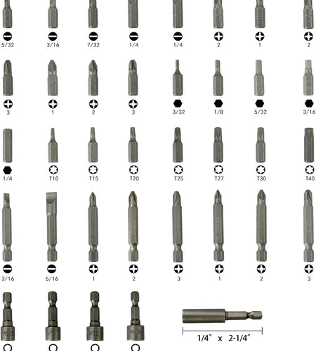 37 Piece Impact Screwdriver Bit Set Nut Driver Torx Phillips Tool Magnetic Drill