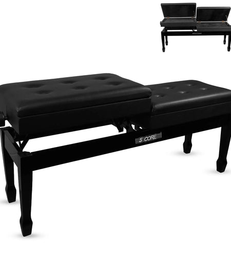 5CORE Duet Piano Bench W Storage for Two Wooden Adjustable Keyboard Stool - Adults & Kids