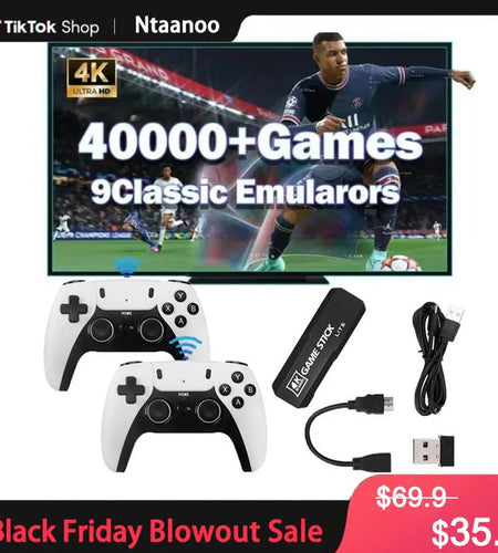 [Black Friday] Ntaanoo 2025 New Video Gamepad Console, 2.4G Dual Wireless Game Controller, Support 4K Game Graphics, over 42,000 Classic Retro Games, Best Christmas Gift for Boys!