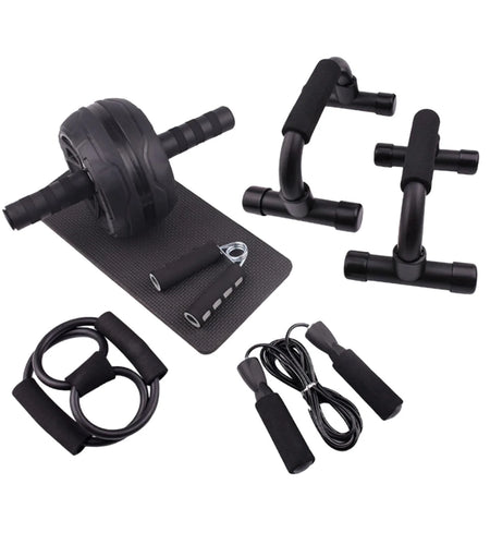 Abs Roller Wheel Indoor Fitness Equipment Set Home Gym Workout Chest Expander Green