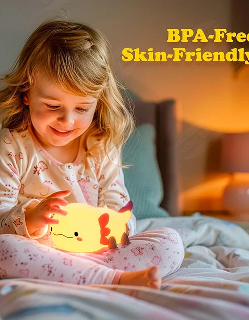 Load image into Gallery viewer, Cute Axolotl Night Light Silicone Nursery Sleeping Lamp Touch Control Nightlights USB Rechargeable Table Lamp for Baby Child
