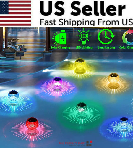 Outdoor Solar LED Floating Light Garden Pond Pool Lamp Rotating RGB Color Change