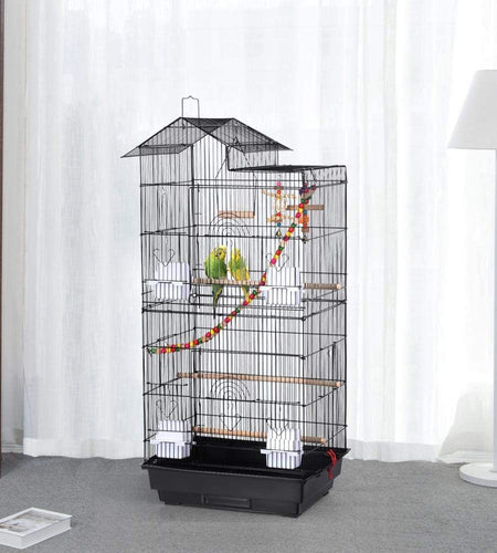 39-Inch Roof Top Large Flight Parrot Bird Cage for Small Quaker Parrot Cockatiel Sun Parakeet Green Cheek Conure Budgie Finch Lovebird Canary Pet Bird Cage W/Toys