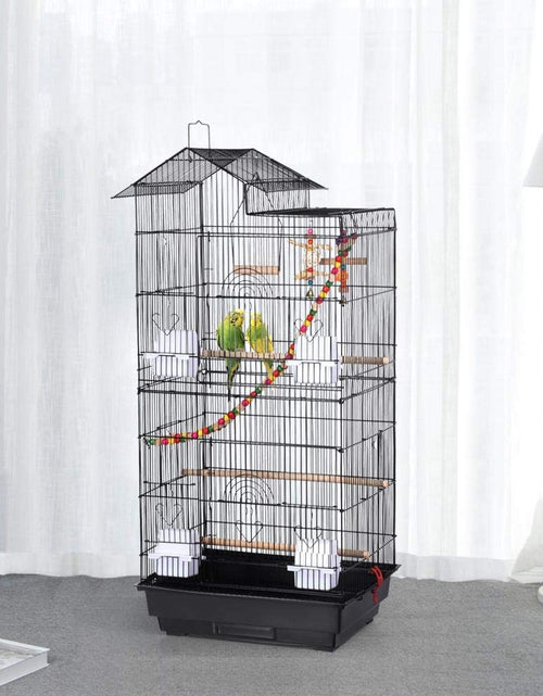 Load image into Gallery viewer, 39-Inch Roof Top Large Flight Parrot Bird Cage for Small Quaker Parrot Cockatiel Sun Parakeet Green Cheek Conure Budgie Finch Lovebird Canary Pet Bird Cage W/Toys
