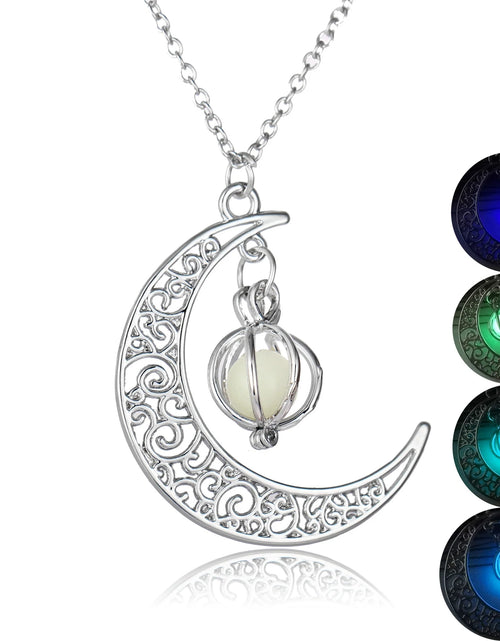 Load image into Gallery viewer, Fashion Moon Natural Glowing Stone Healing Necklace Women Gift Charm Luminous Pendant Necklace Jewelry
