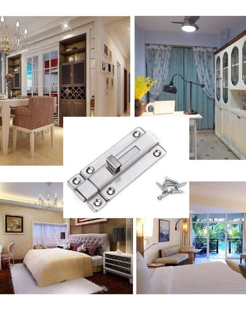 Load image into Gallery viewer, 2Pcs Stainless Steel Latch Sliding Silver Doors Lock Keyless Door Bolt for Doors
