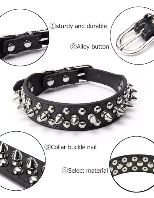 Load image into Gallery viewer, Spiked Studded Leather Dog Collar Rivets Pet Small Large Cat Pit Bull Adjustable
