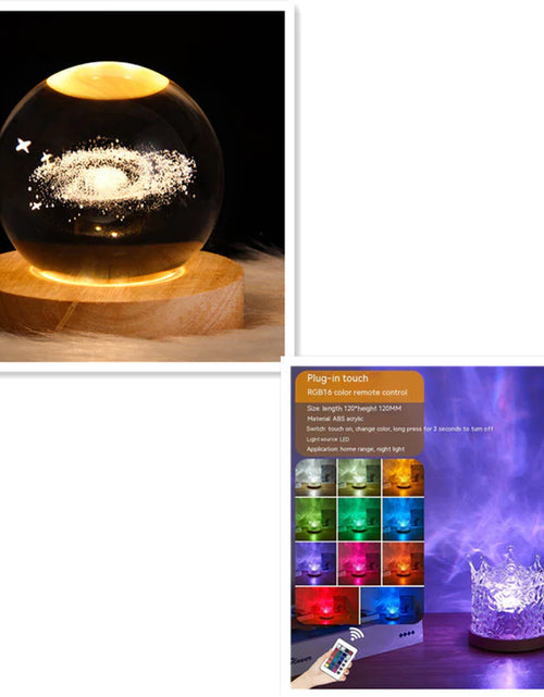 Load image into Gallery viewer, LED Water Ripple Ambient Night Light USB Rotating Projection Crystal Table Lamp RGB Dimmable Home Decoration 16 Color Gifts
