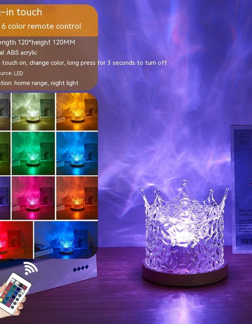 Load image into Gallery viewer, LED Water Ripple Ambient Night Light USB Rotating Projection Crystal Table Lamp RGB Dimmable Home Decoration 16 Color Gifts
