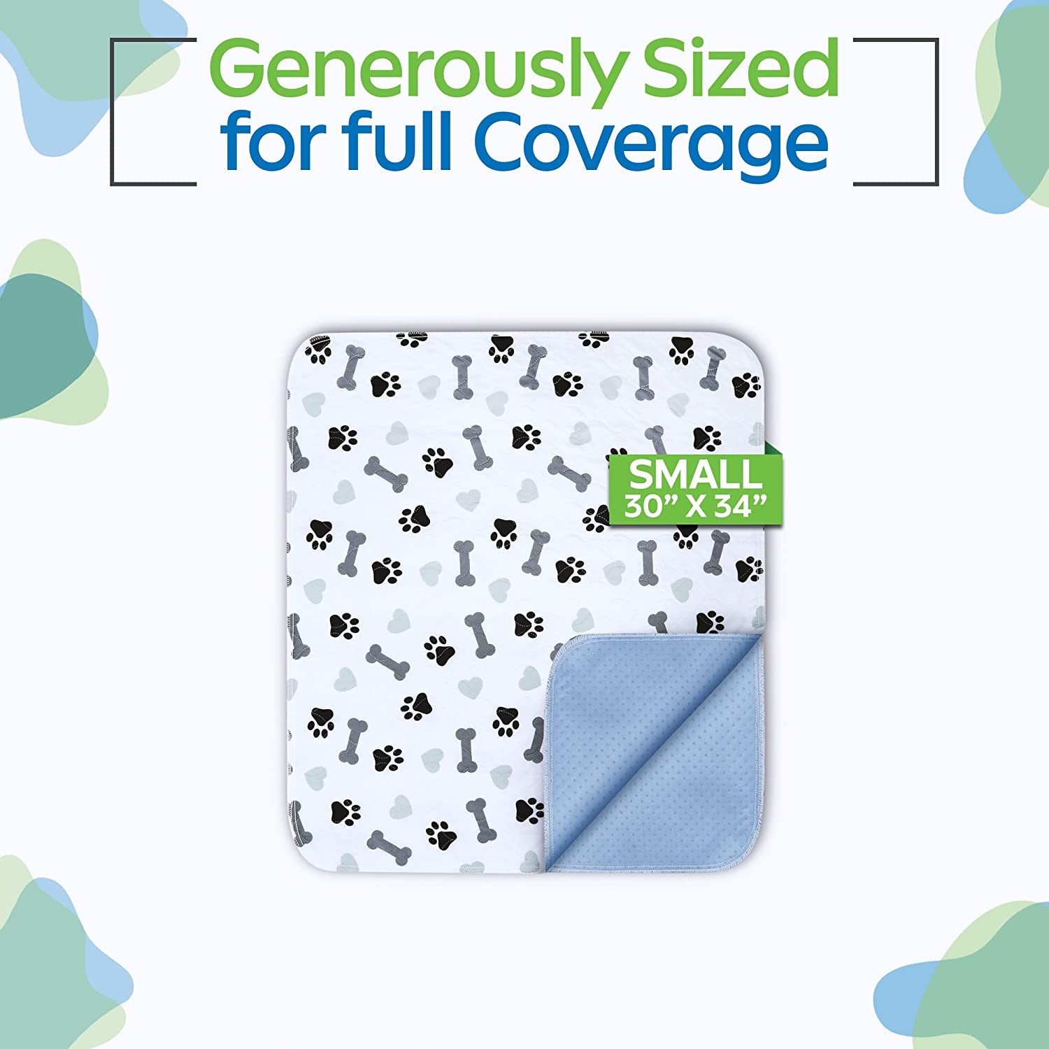 Washable Pee Pads for Dogs - Waterproof Reusable Puppy Pads with Anti-Slip Backing, Pet Training Pad for Puppy Playpen, Crate, Whelping Box, Potty Training (Pack of 6 - 30X34)