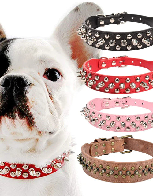 Load image into Gallery viewer, Spiked Studded Leather Dog Collar Rivets Pet Small Large Cat Pit Bull Adjustable
