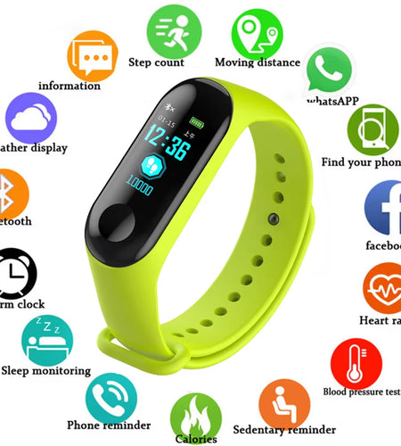 Wristwatch Fitness M3 Color Screen Smart Sport Bracelet Activity Running Tracker Heart Rate for Children Men Women Watch Hours
