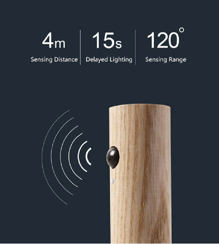 Auto LED USB Magnetic Wood Wireless Night Light Corridors Porch Lights PIR Motion Sensor Wall Light Cabinet Lamp
