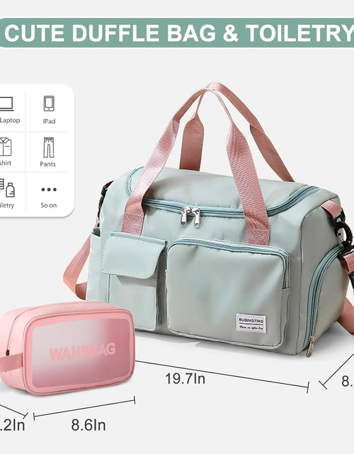 Load image into Gallery viewer, Small Gym Bag for Women, Waterproof Duffle Bag Carry on Weekender Bag with Shoe Compartment &amp; Wet Pocket, Tote Bag for Travel, Workout, Sport
