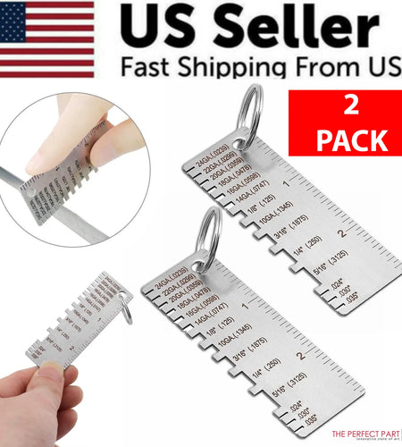 2PCS Thickness Gage Sheet Metal Gauge Measuring Tool Wire Gauge Stainless Steel