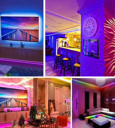 32FT LED SMD Strip Light Flexible 3528 RGB Remote Fairy Lights Room TV Party Bar