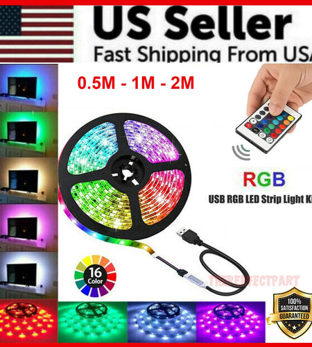 5V USB LED Strip Lights TV Back Light 5050 RGB Colour Changing with 24Key Remote