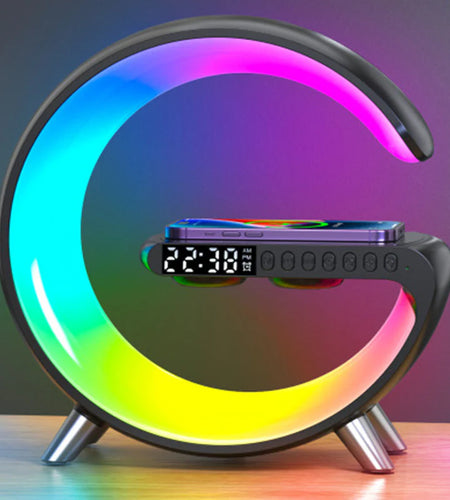 New Intelligent G Shaped LED Lamp Bluetooth Speake Wireless Charger Atmosphere Lamp App Control for Bedroom Home Decor