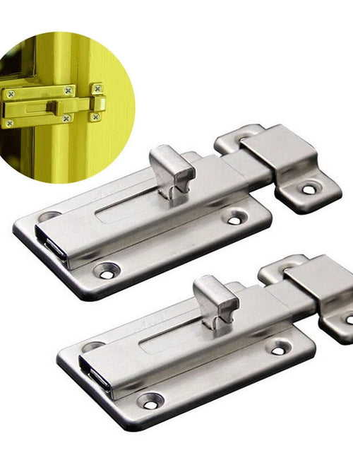 Load image into Gallery viewer, 2Pcs Stainless Steel Latch Sliding Silver Doors Lock Keyless Door Bolt for Doors
