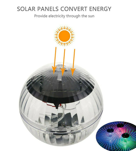 Outdoor Solar LED Floating Light Garden Pond Pool Lamp Rotating RGB Color Change