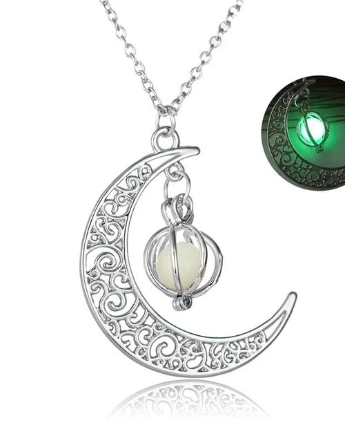 Load image into Gallery viewer, Fashion Moon Natural Glowing Stone Healing Necklace Women Gift Charm Luminous Pendant Necklace Jewelry

