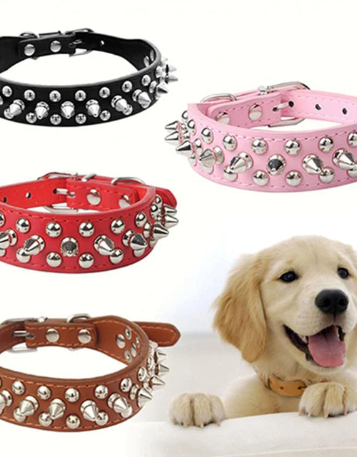 Load image into Gallery viewer, Spiked Studded Leather Dog Collar Rivets Pet Small Large Cat Pit Bull Adjustable
