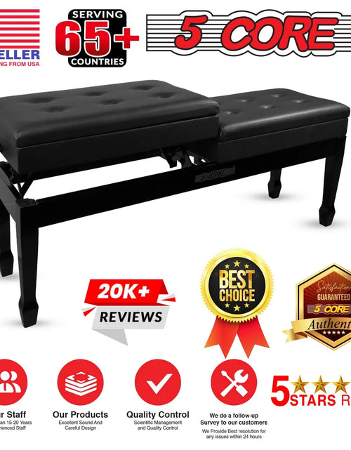 Load image into Gallery viewer, 5CORE Duet Piano Bench W Storage for Two Wooden Adjustable Keyboard Stool - Adults &amp; Kids
