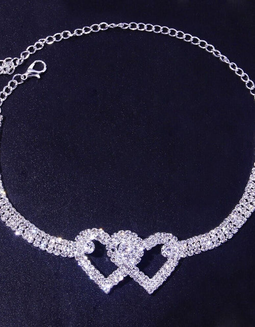 Load image into Gallery viewer, Double Heart Anklet Bracelet Love Barefoot Chain Bling Crystal Ankle Bracelet US
