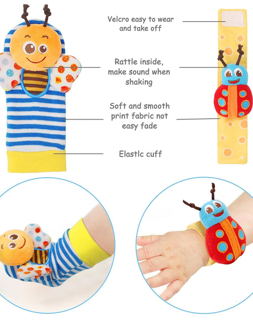 Load image into Gallery viewer, Baby Rattles Toys for 0-12 Month, Infant Girl Boy Toys for Babies 3-6 Months, Newborn Hand &amp; Foot Toys for 0 to 9 Months, Baby Shower Gifts Set with Wrist Rattle Socks
