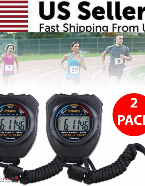 Load image into Gallery viewer, 2PCS SET Digital Stopwatch Sports Counter Chronograph Date Timer Odometer Watch
