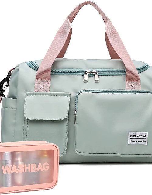 Load image into Gallery viewer, Small Gym Bag for Women, Waterproof Duffle Bag Carry on Weekender Bag with Shoe Compartment &amp; Wet Pocket, Tote Bag for Travel, Workout, Sport
