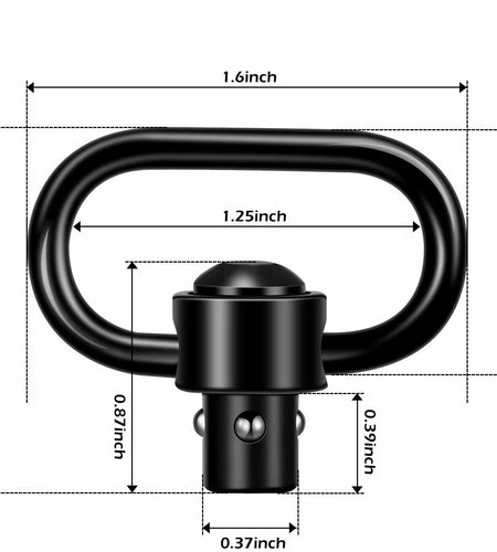 2PCS Heavy Duty Flush Push Button Quick Detach 1.25" Rifle QD Sling Swivel Mount