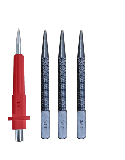 Load image into Gallery viewer, 4 Piece Nail Setter &amp; Center Punch Set 4&quot; Wood Metal Super Impact Resistance USA
