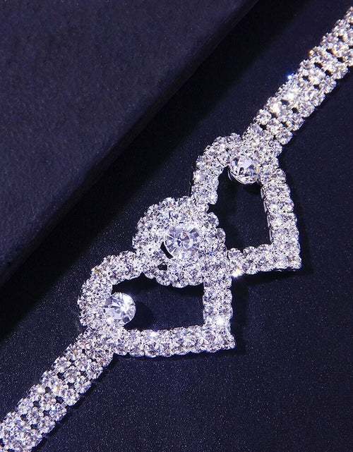 Load image into Gallery viewer, Double Heart Anklet Bracelet Love Barefoot Chain Bling Crystal Ankle Bracelet US
