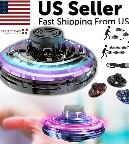 Flying Fidget Spinner Drone Ball UFO Stress Focus Hand Fun Toy LED Kids & Adults