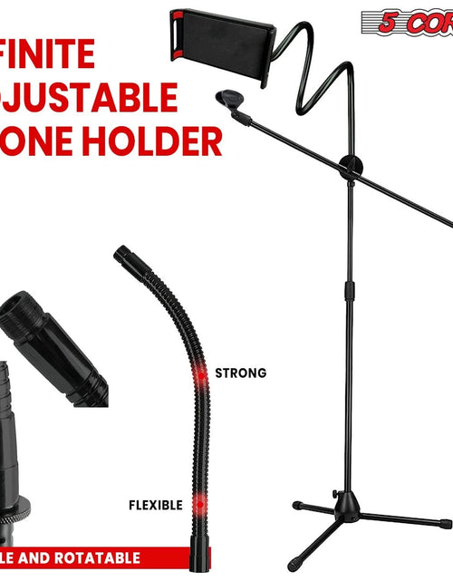 Load image into Gallery viewer, 5 Core Tripod Mic Stand W Phone Holder Height Adjustable Microphone Mount Stands
