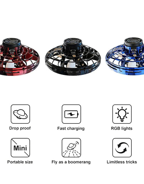 Load image into Gallery viewer, Flying Fidget Spinner Drone Ball UFO Stress Focus Hand Fun Toy LED Kids &amp; Adults
