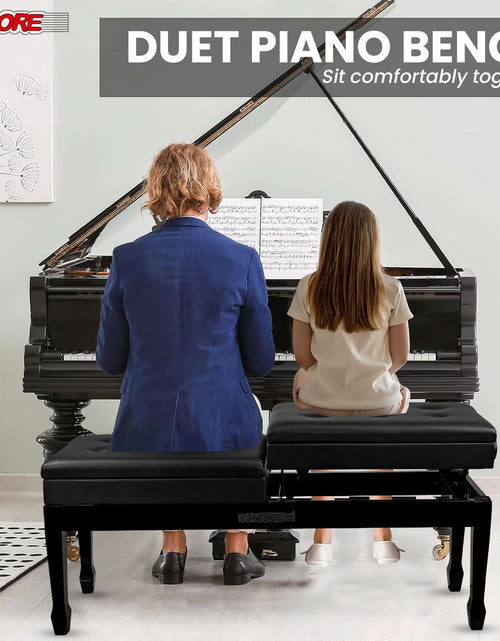 Load image into Gallery viewer, 5CORE Duet Piano Bench W Storage for Two Wooden Adjustable Keyboard Stool - Adults &amp; Kids
