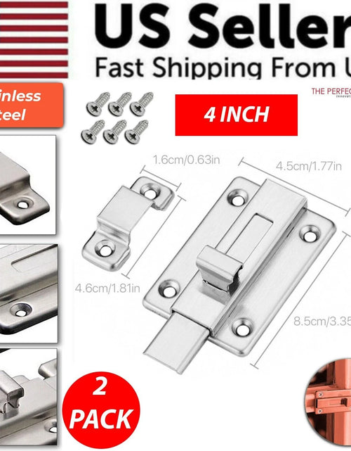 Load image into Gallery viewer, 2Pcs Stainless Steel Latch Sliding Silver Doors Lock Keyless Door Bolt for Doors
