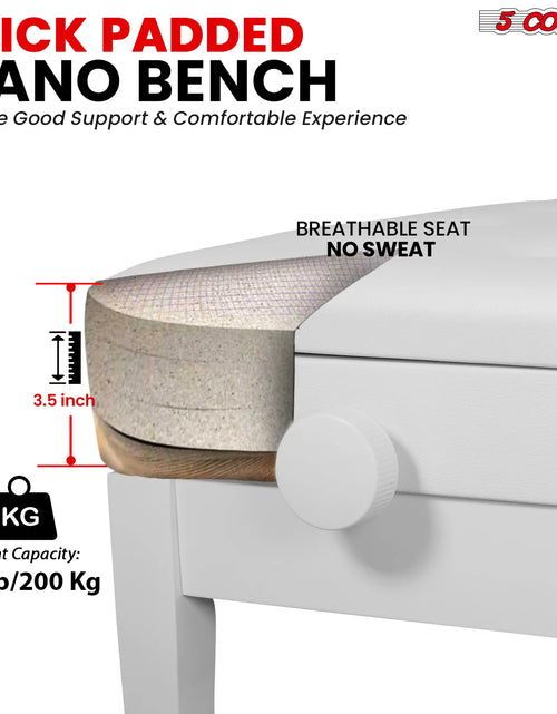 Load image into Gallery viewer, 5CORE Duet Piano Bench W Storage for Two Wooden Adjustable Keyboard Stool - Adults &amp; Kids

